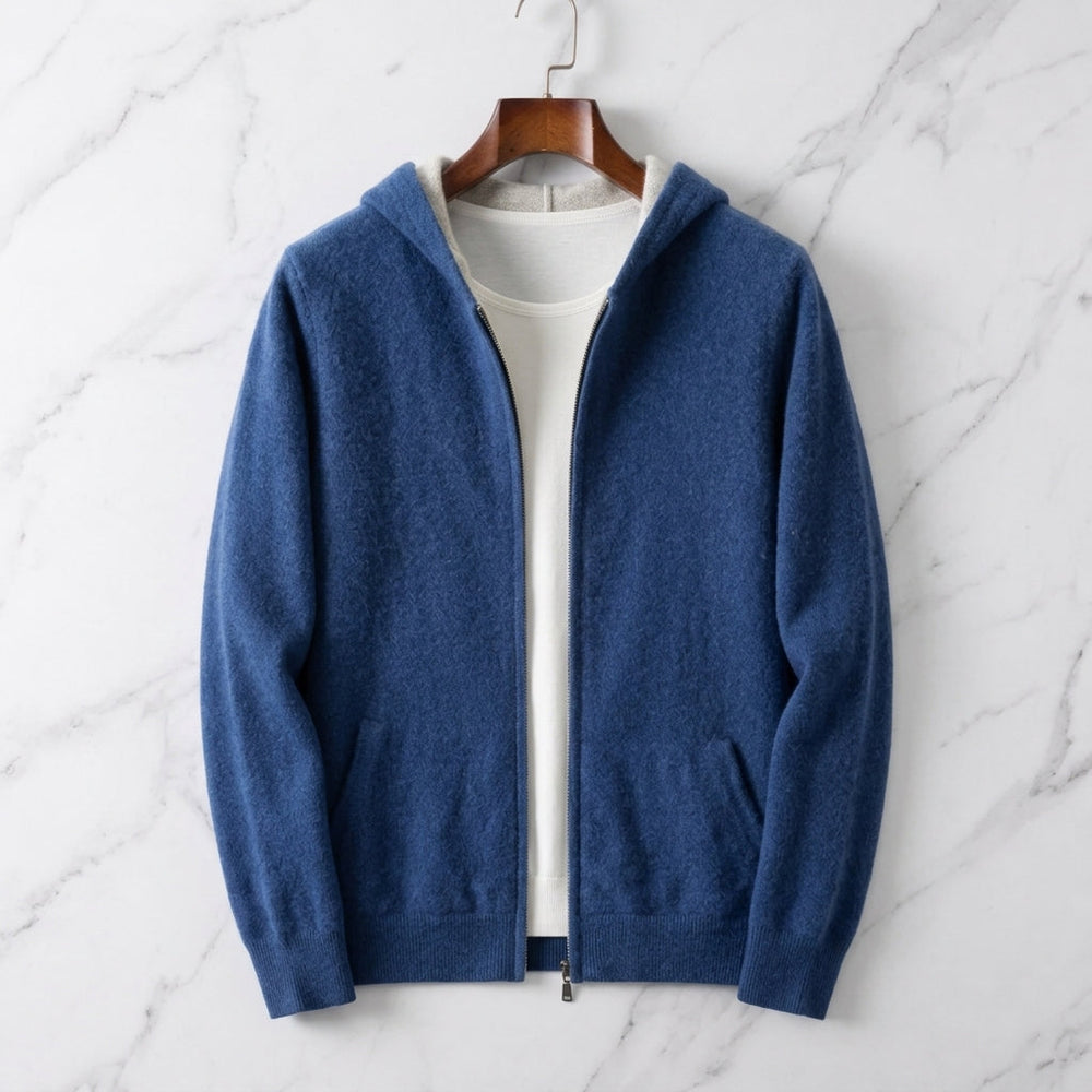 Men's Contrast Trim Hooded Zip Cardigan