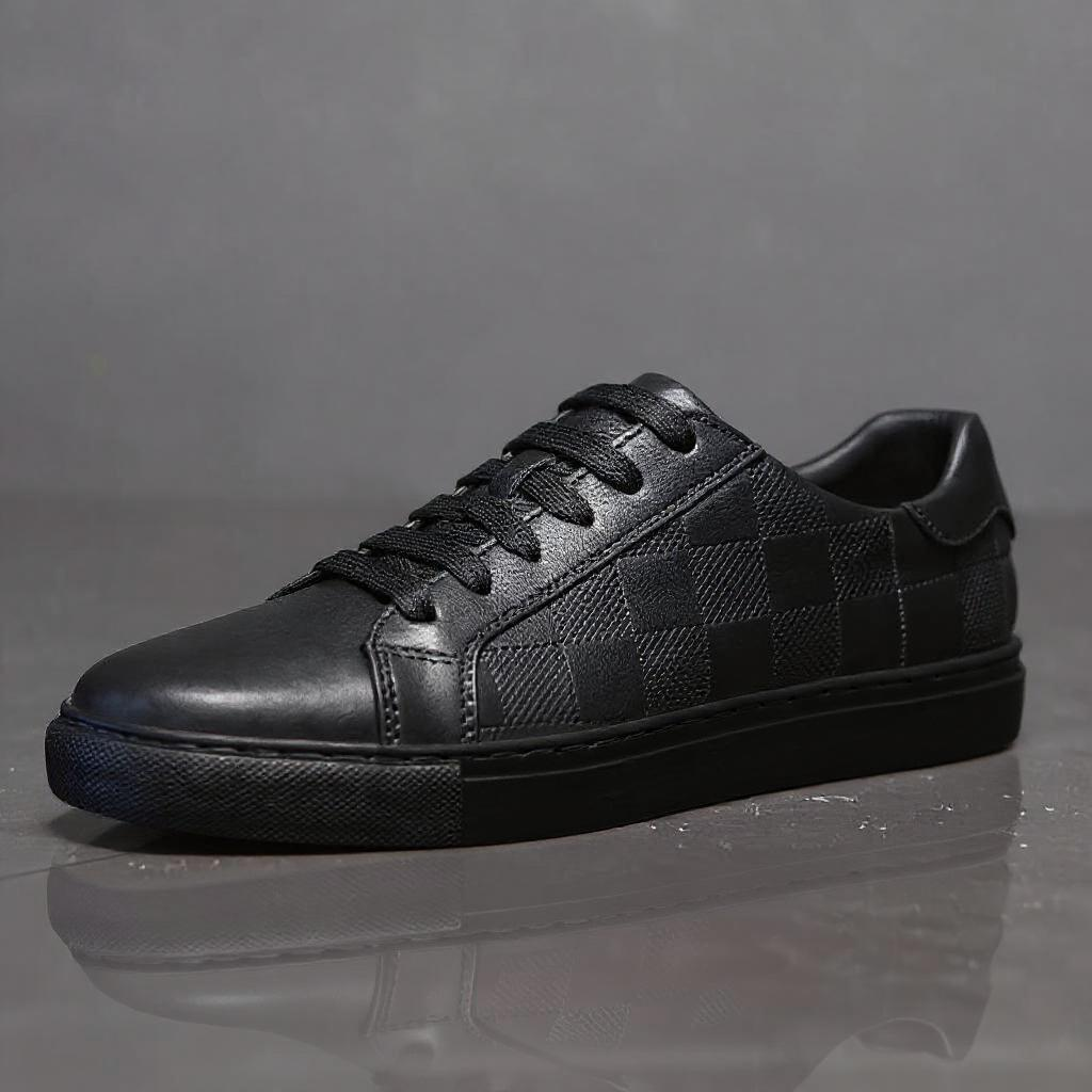 Men's Embossed Checkerboard Leather Low Top Sneaker