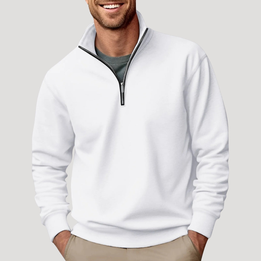 Men's Half-Zip Stand Collar Cotton Sweatshirt