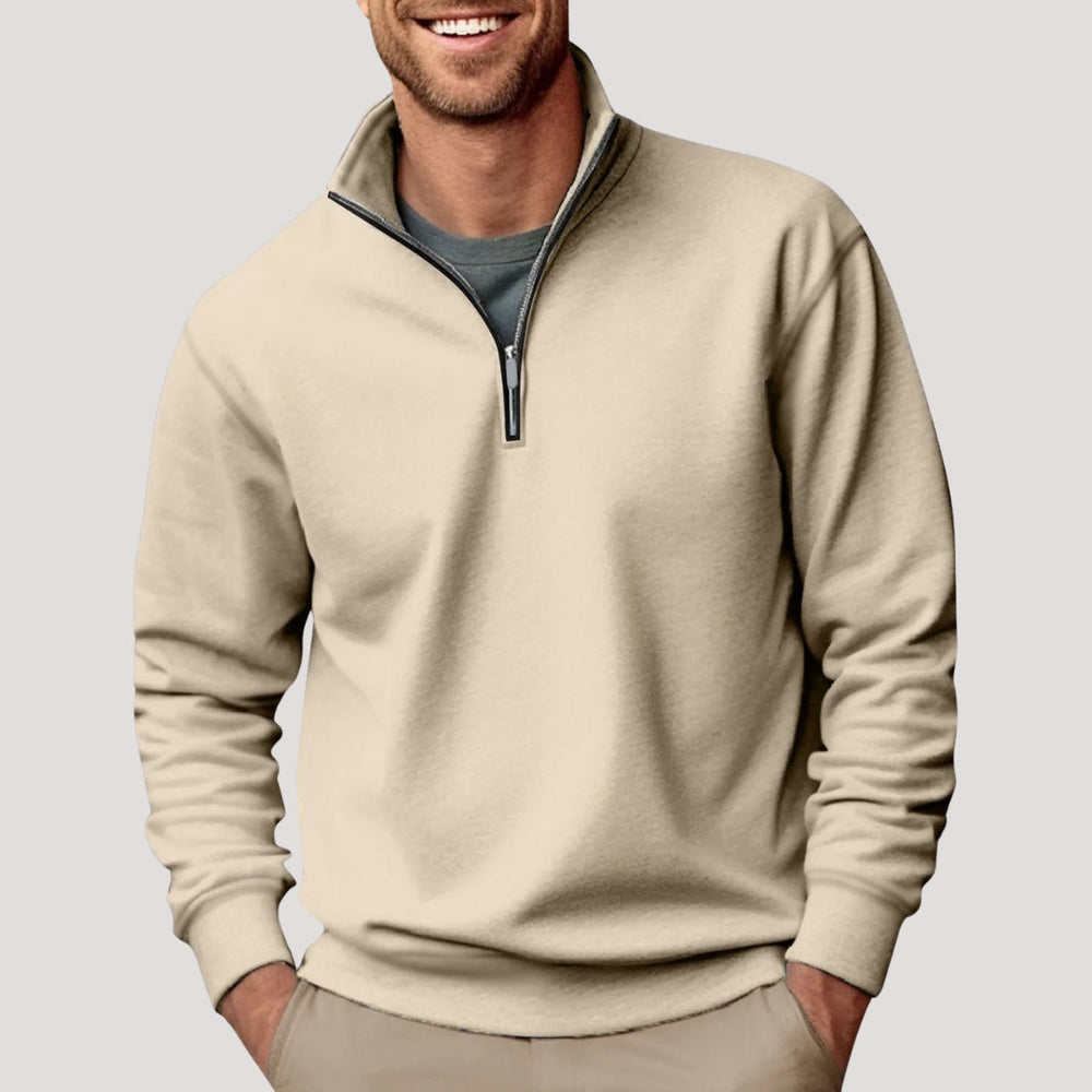 Men's Half-Zip Stand Collar Cotton Sweatshirt