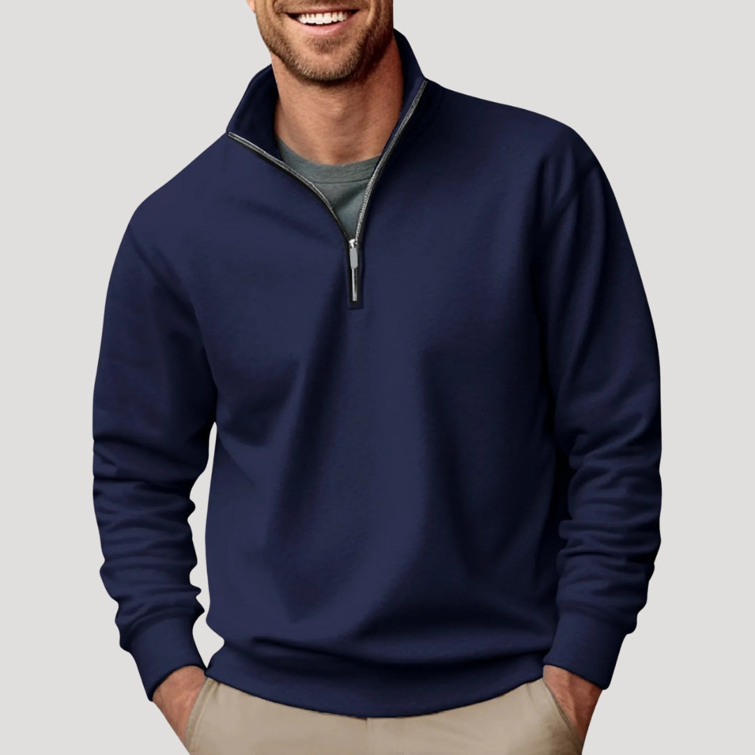 Men's Half-Zip Stand Collar Cotton Sweatshirt