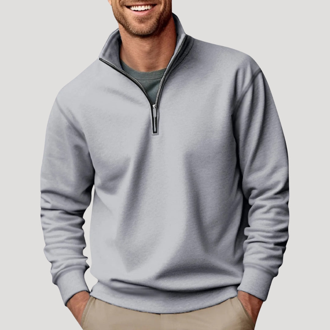 Men's Half-Zip Stand Collar Cotton Sweatshirt