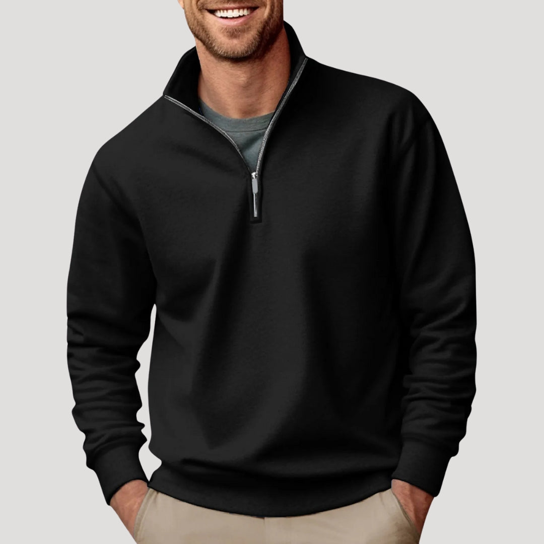 Men's Half-Zip Stand Collar Cotton Sweatshirt