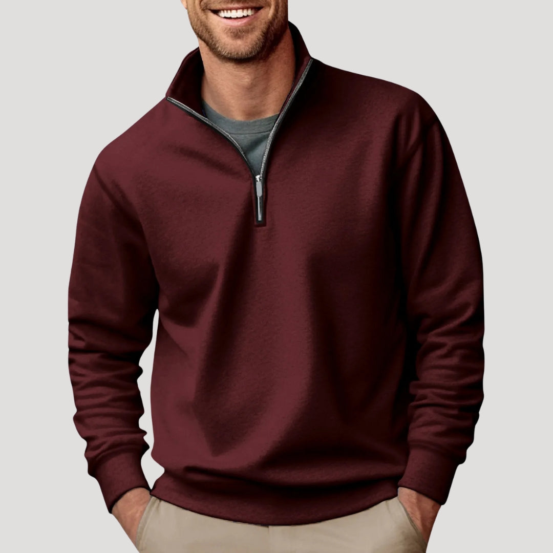 Men's Half-Zip Stand Collar Cotton Sweatshirt