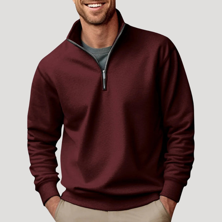 Men's Half-Zip Stand Collar Cotton Sweatshirt