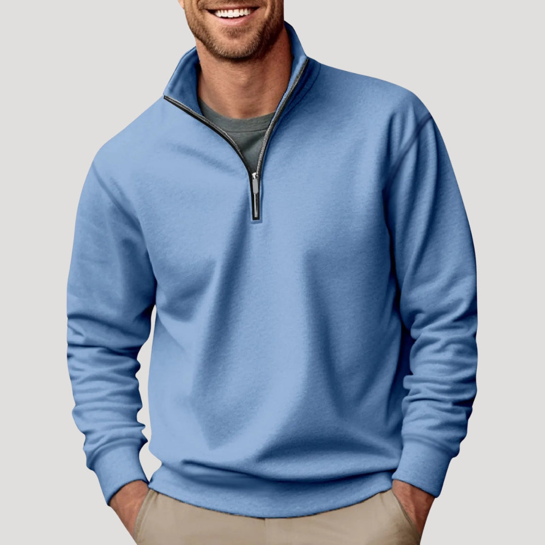 Men's Half-Zip Stand Collar Cotton Sweatshirt