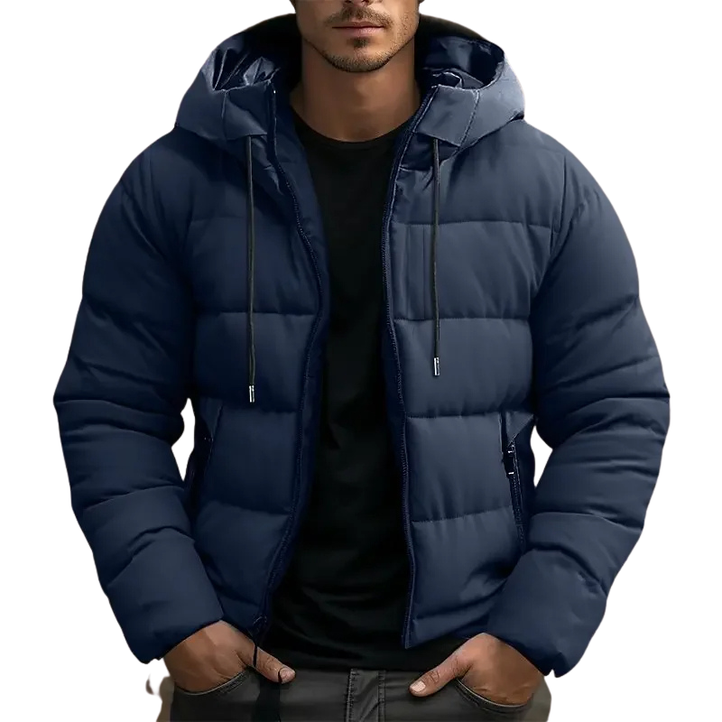 Men's Hooded Quilted Zip-Up Puffer Jacket
