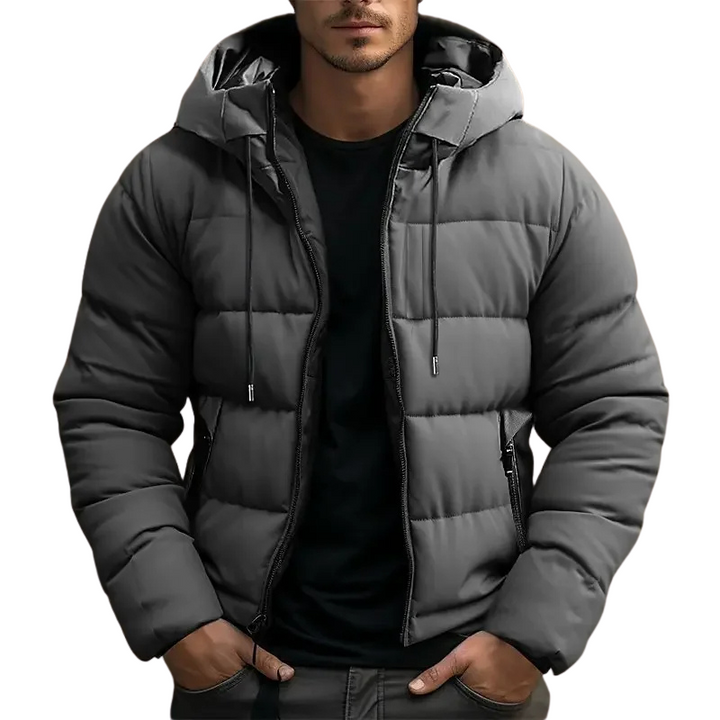 Men's Hooded Quilted Zip-Up Puffer Jacket