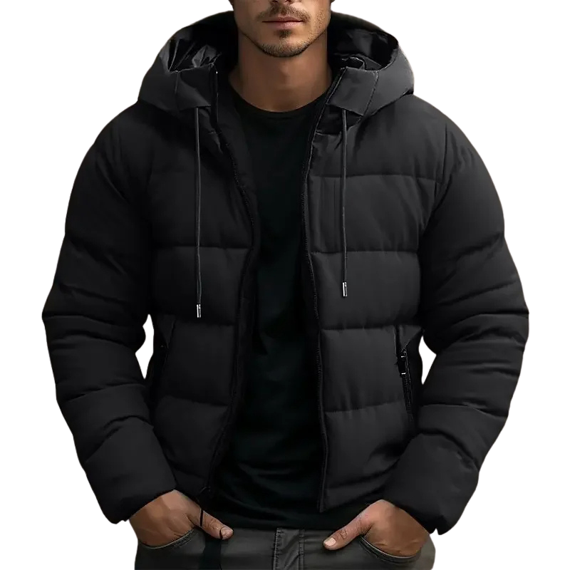 Men's Hooded Quilted Zip-Up Puffer Jacket
