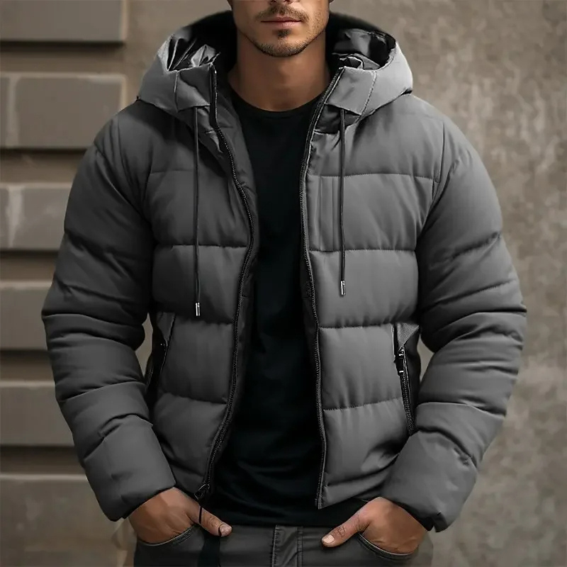 Men's Hooded Quilted Zip-Up Puffer Jacket