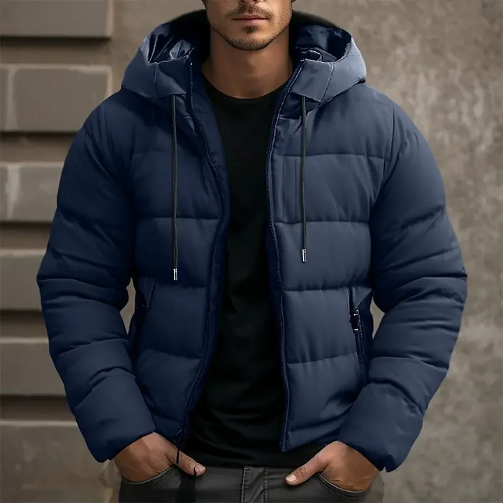 Men's Hooded Quilted Zip-Up Puffer Jacket