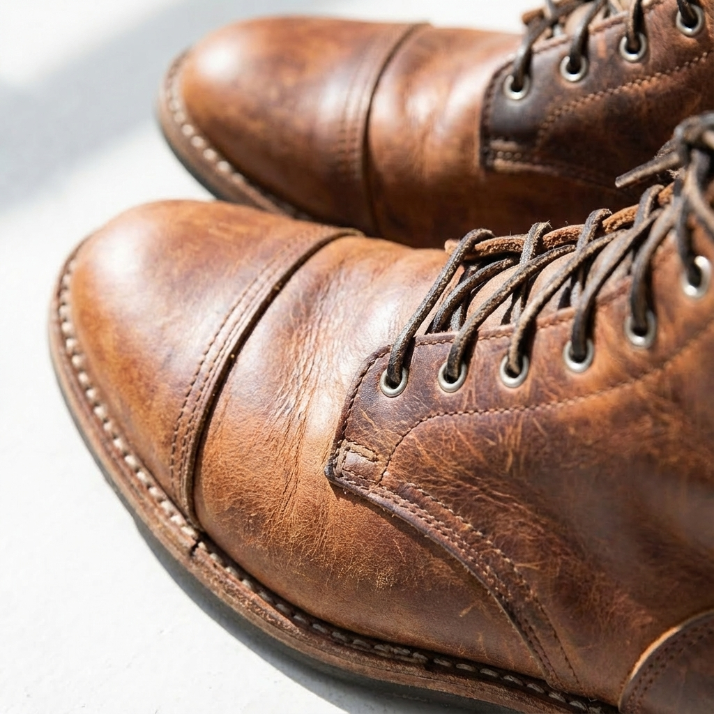 Men's Lace-Up Cap Toe Leather Ankle Boots