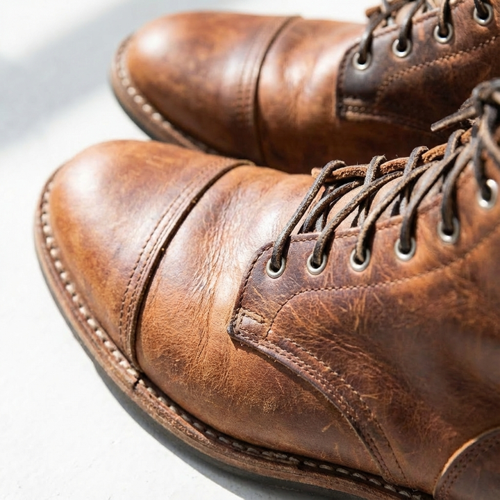 Men's Lace-Up Cap Toe Leather Ankle Boots
