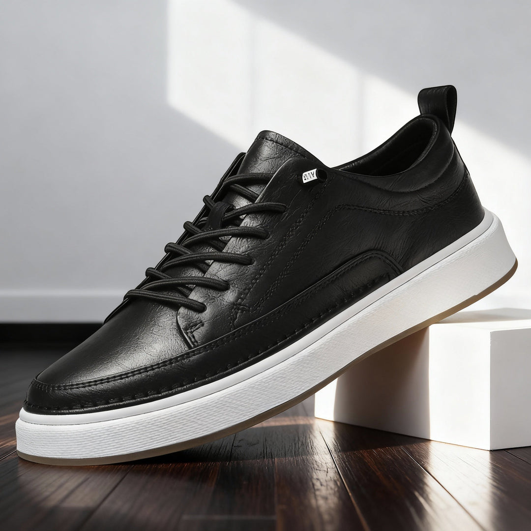 Men's Lace-Up Leather Low-Top Sneakers