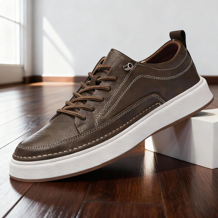 Men's Lace-Up Leather Low-Top Sneakers