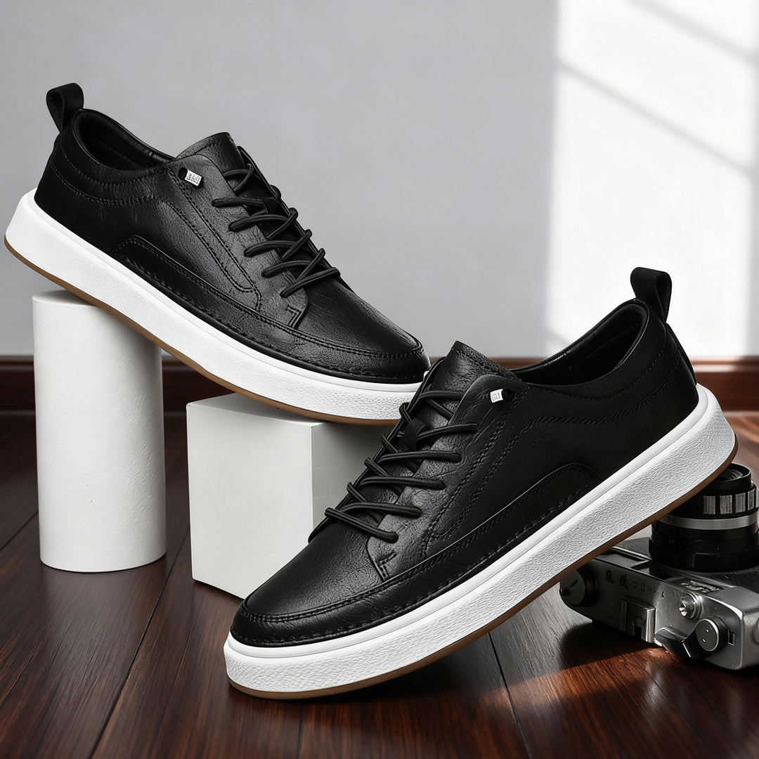 Men's Lace-Up Leather Low-Top Sneakers