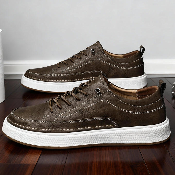 Men's Lace-Up Leather Low-Top Sneakers