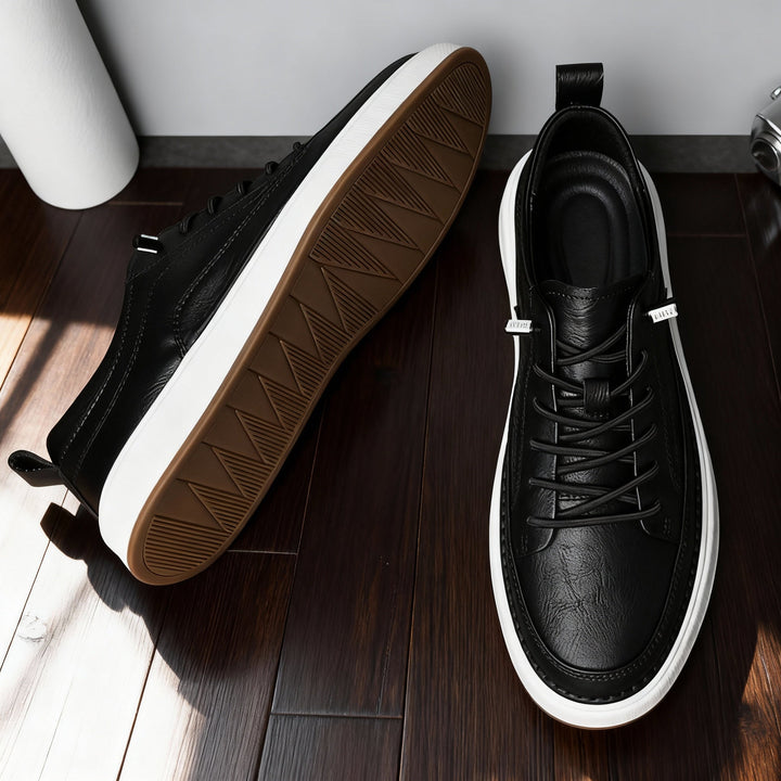 Men's Lace-Up Leather Low-Top Sneakers