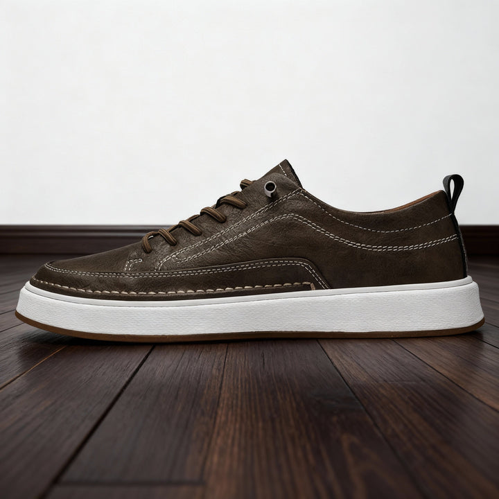 Men's Lace-Up Leather Low-Top Sneakers