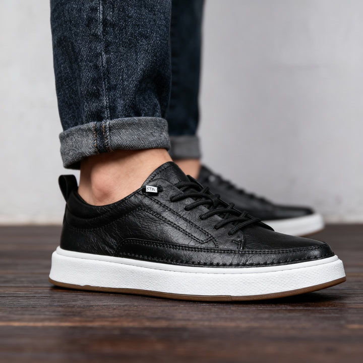 Men's Lace-Up Leather Low-Top Sneakers