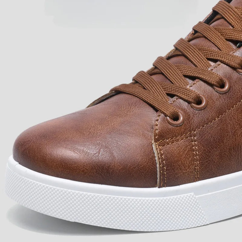 Men's Lace-Up Low Top Leather Sneakers