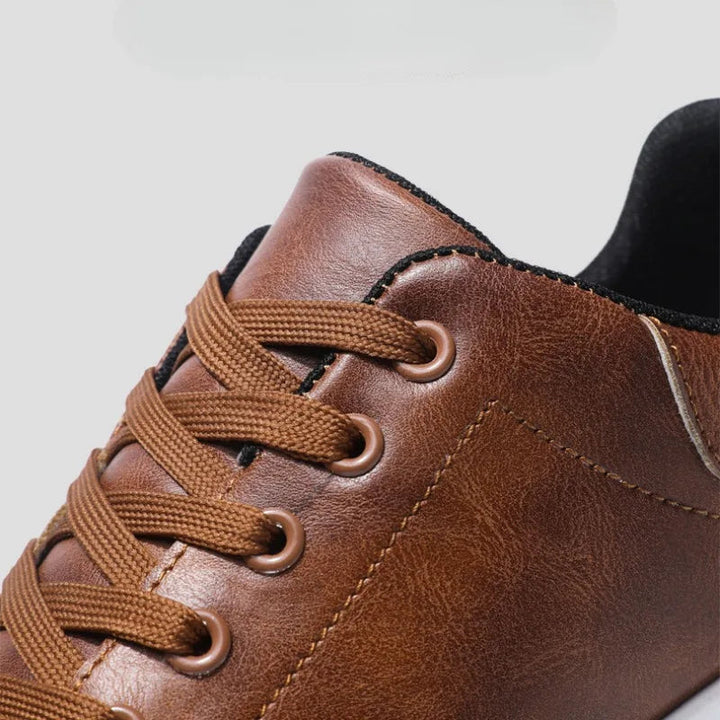 Men's Lace-Up Low Top Leather Sneakers