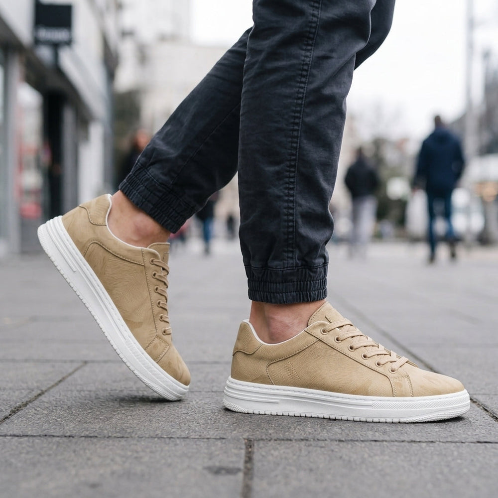 Men's Lace-Up Low Top Leather Sneakers