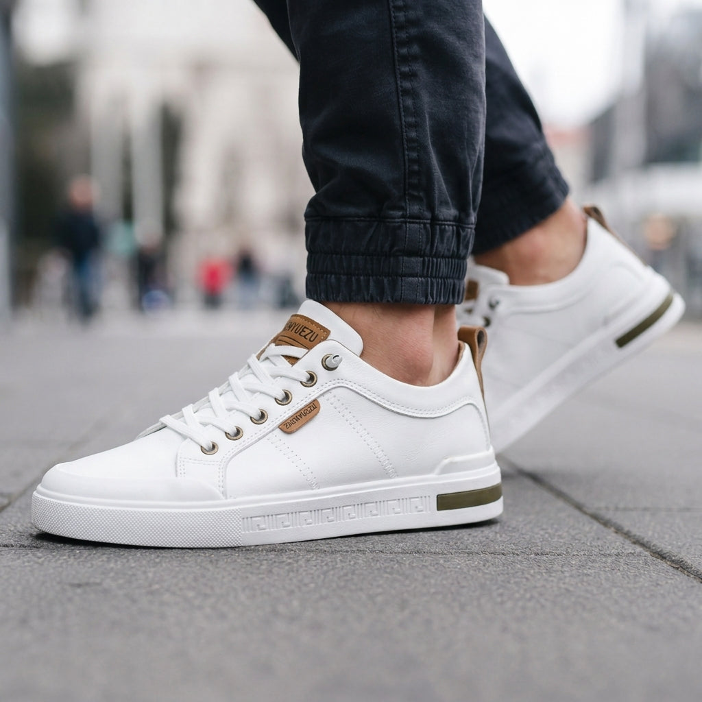 Men's Low-Top Lace-Up Leather Sneakers