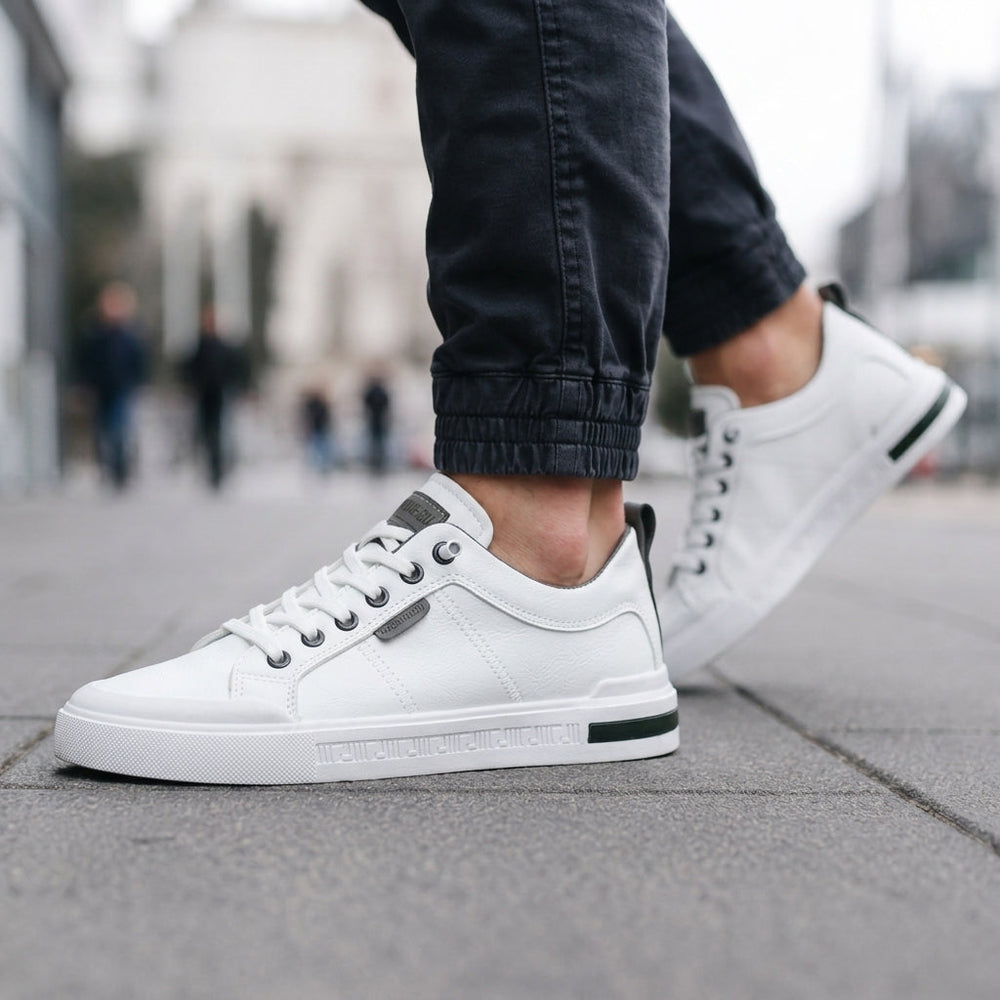 Men's Low-Top Lace-Up Leather Sneakers