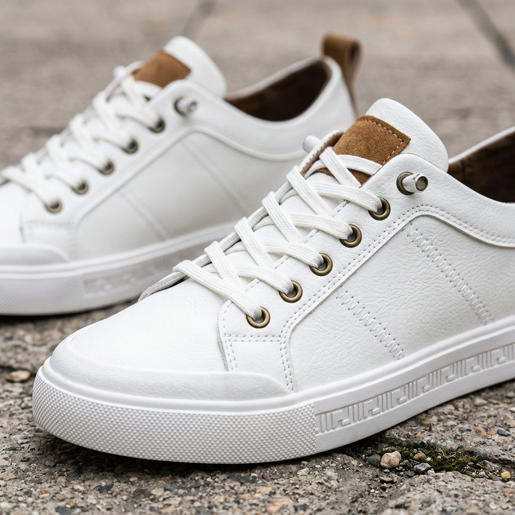 Men's Low-Top Lace-Up Leather Sneakers