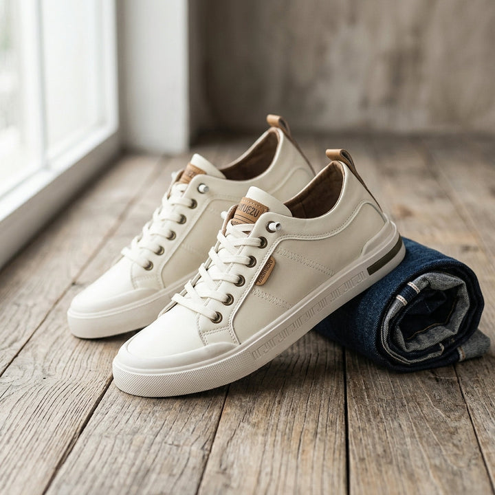 Men's Low-Top Lace-Up Leather Sneakers