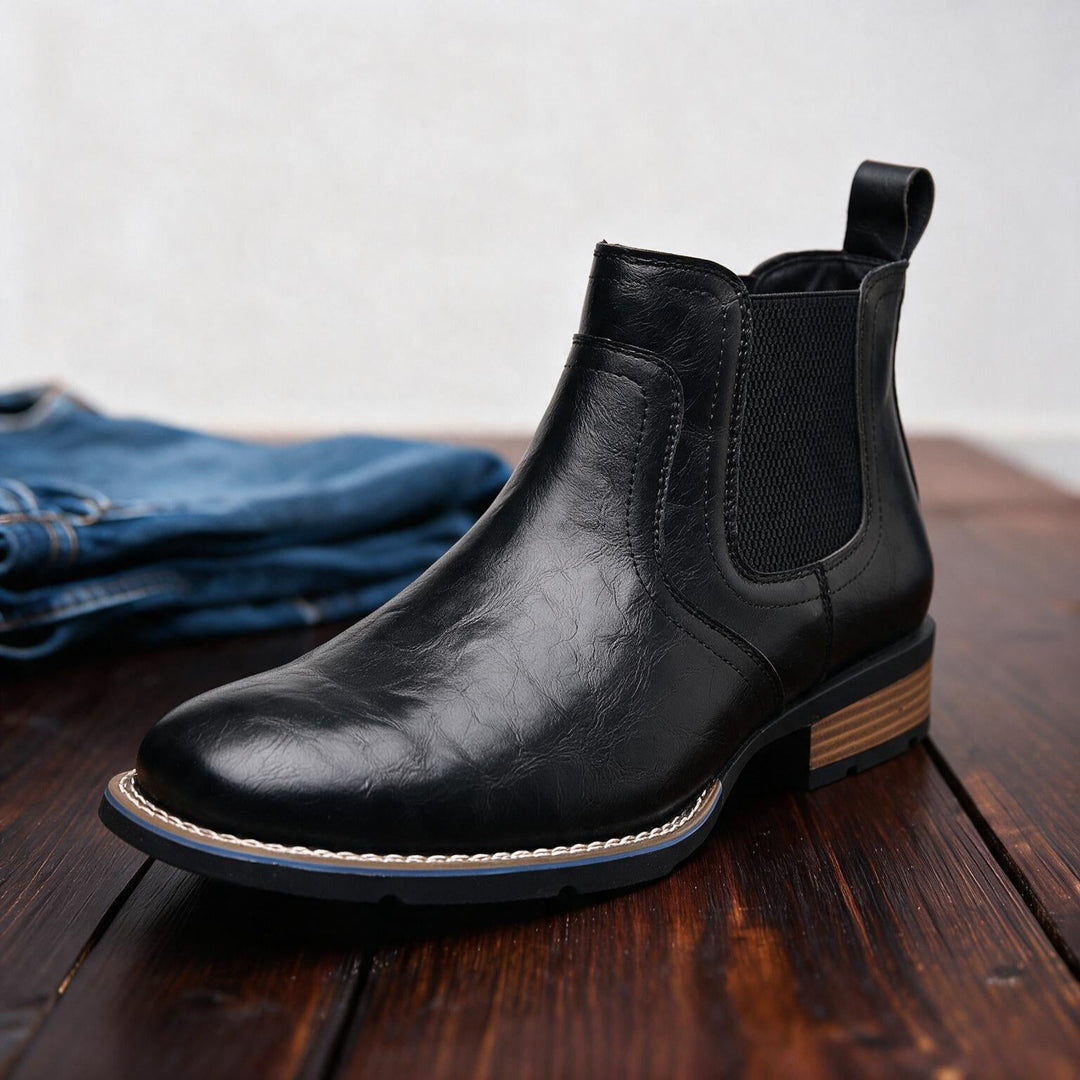 Men's Pull-On Stacked Heel Chelsea Boots