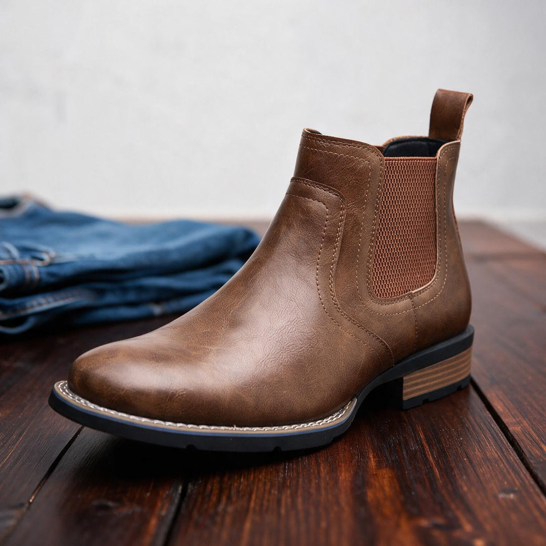 Men's Pull-On Stacked Heel Chelsea Boots