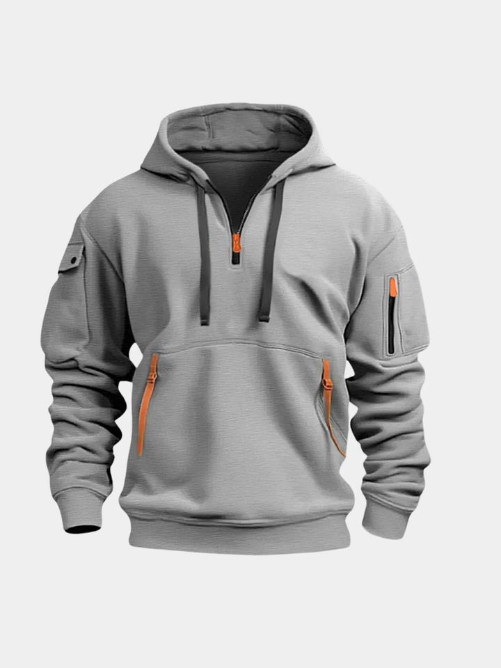 Men's Quarter Zip Hooded Utility Sweatshirt
