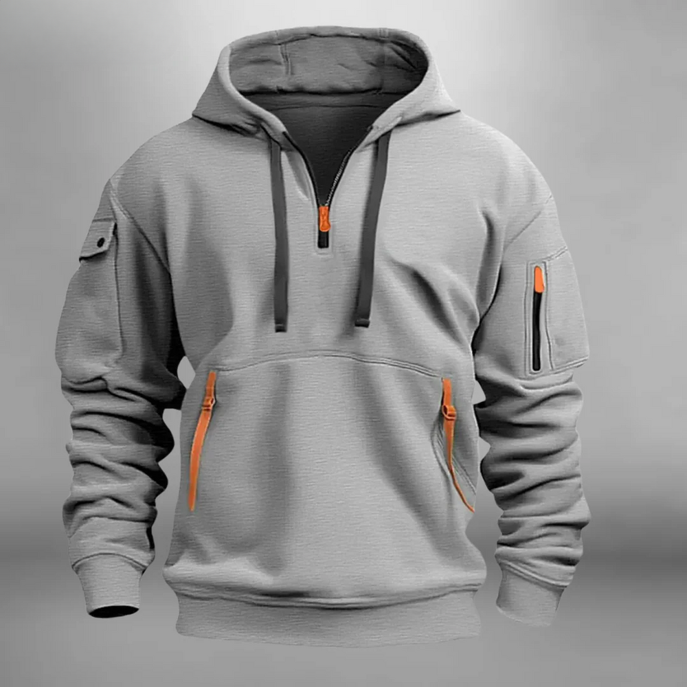 Men's Quarter Zip Hooded Utility Sweatshirt