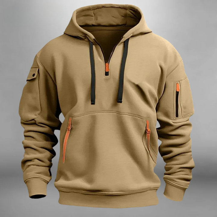 Men's Quarter Zip Hooded Utility Sweatshirt