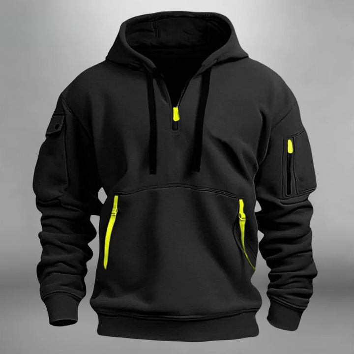 Men's Quarter Zip Hooded Utility Sweatshirt