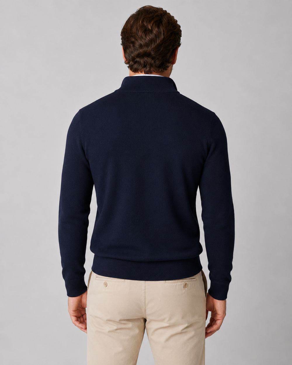 Men's Quarter Zip Long Sleeve Knit Sweater
