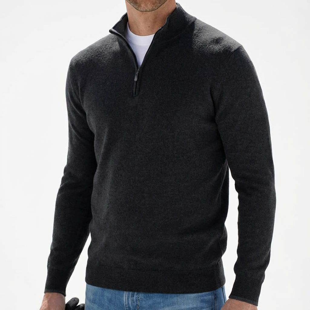 Men's Quarter Zip Mock Neck Knit Sweater