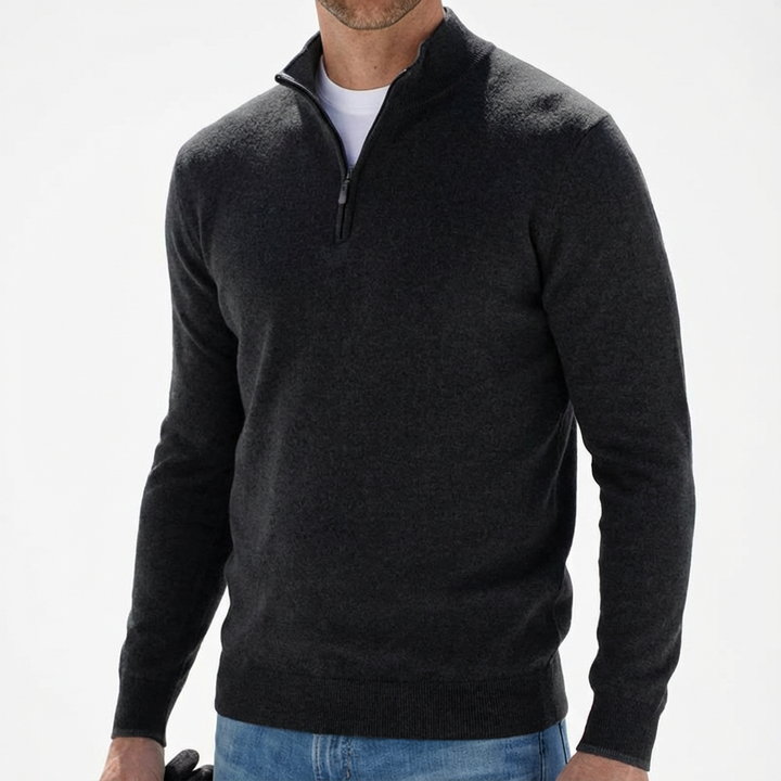 Men's Quarter Zip Mock Neck Knit Sweater