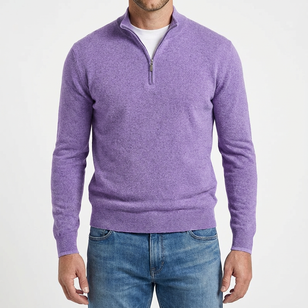 Men's Quarter Zip Mock Neck Knit Sweater