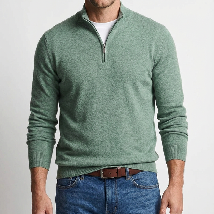 Men's Quarter Zip Mock Neck Knit Sweater
