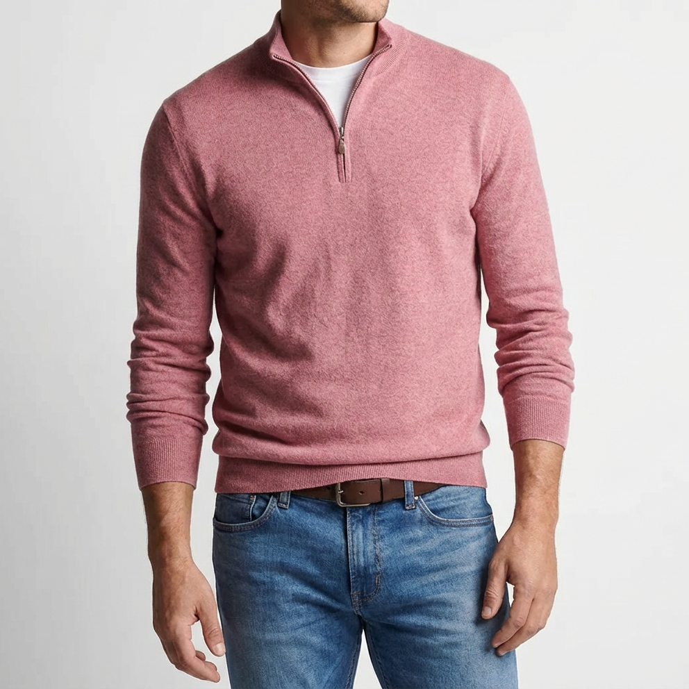 Men's Quarter Zip Mock Neck Knit Sweater