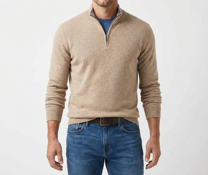 Men's Quarter Zip Mock Neck Knit Sweater