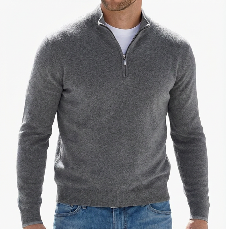 Men's Quarter Zip Mock Neck Knit Sweater