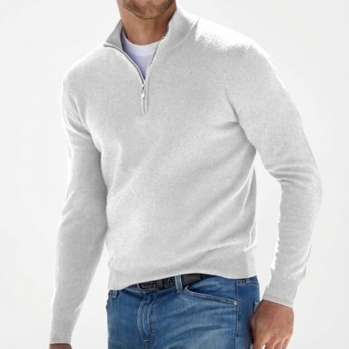 Men's Quarter Zip Mock Neck Knit Sweater