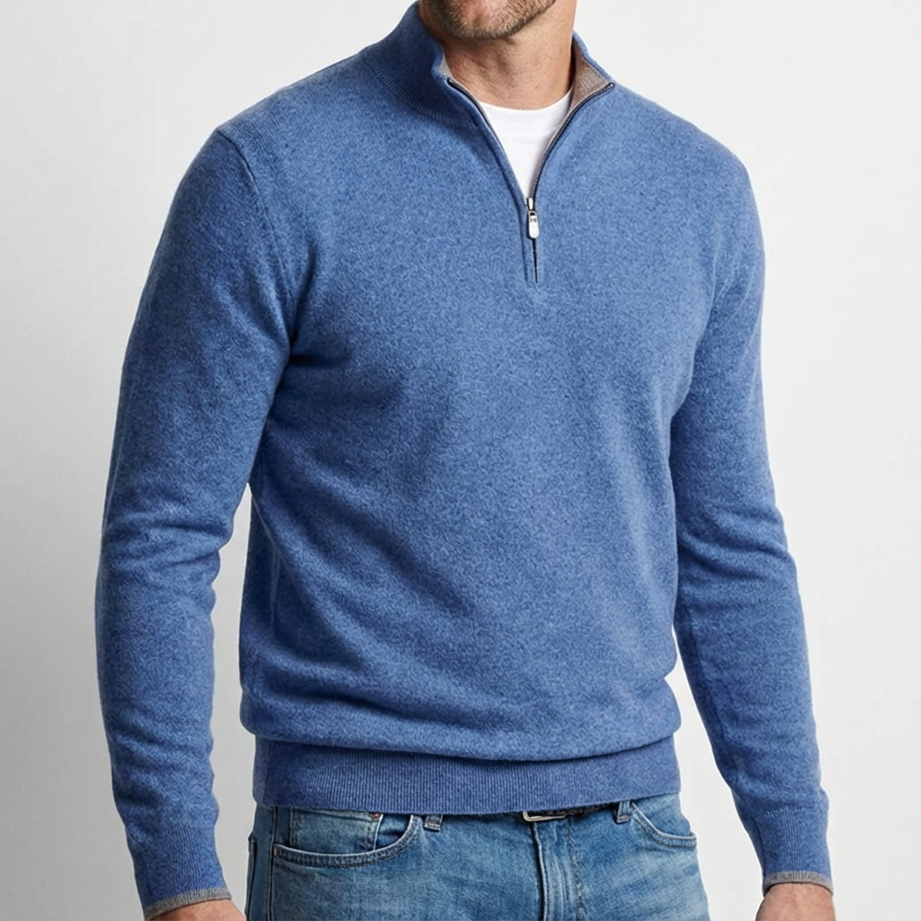 Men's Quarter Zip Mock Neck Knit Sweater