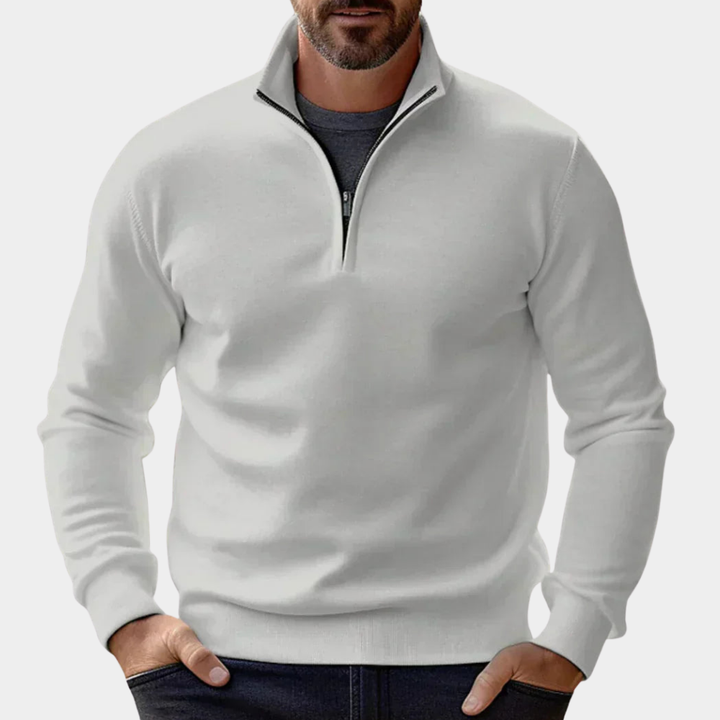 Men's Quarter Zip Mock Neck Knit Sweater