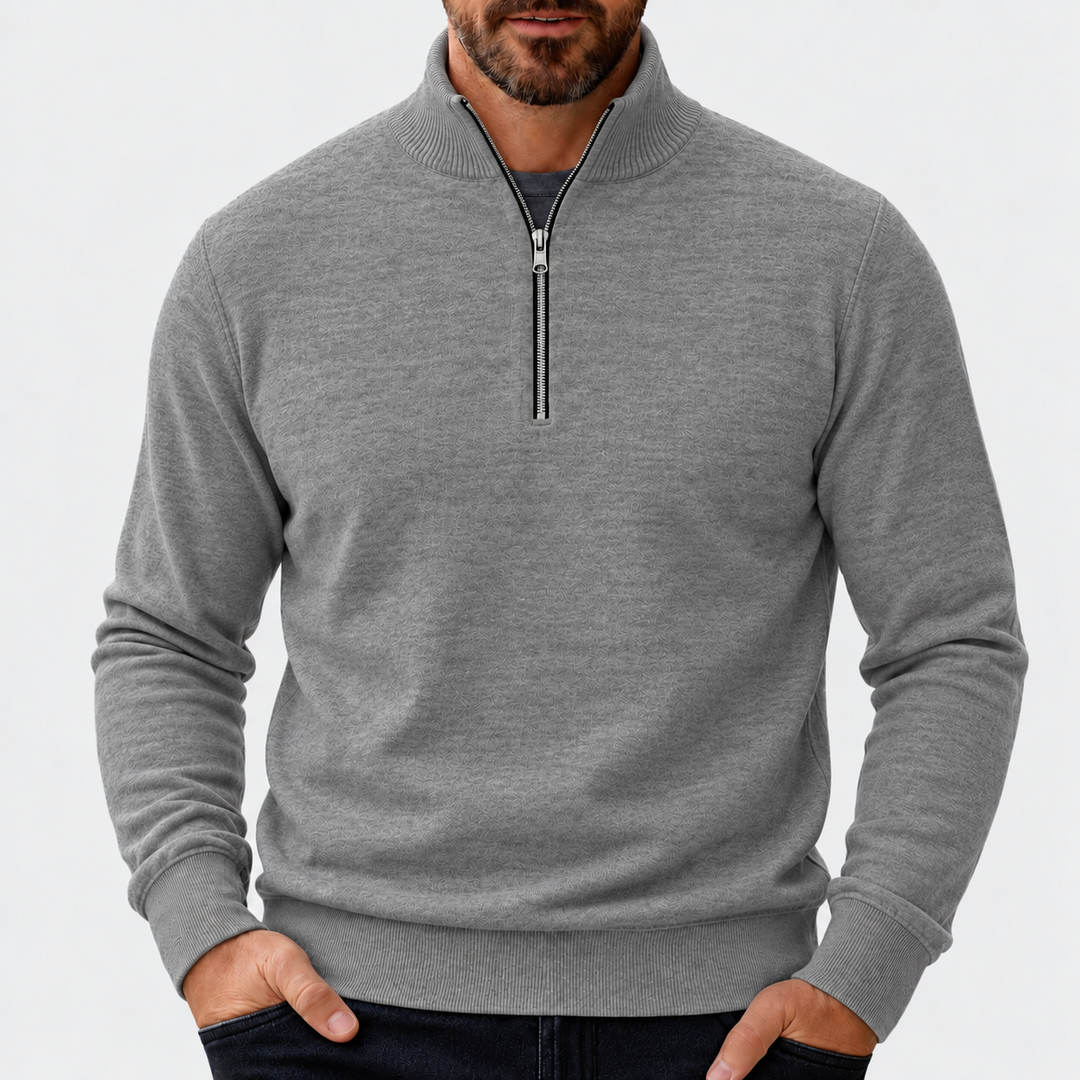 Men's Quarter Zip Mock Neck Knit Sweater