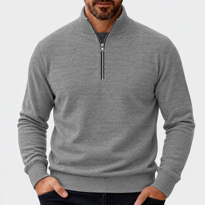 Men's Quarter Zip Mock Neck Knit Sweater